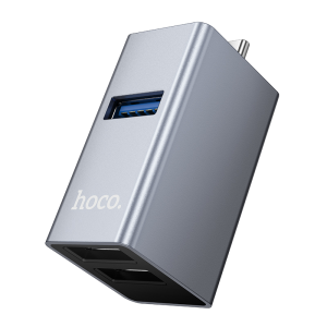 Hoco USB-C To (2x USB 2.0 + USB 3.0) Adapter HB54A - Metal Gray